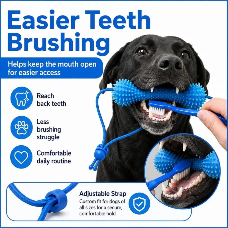 Teeth Whitening Brush - لعبة مضغ للكلاب ثنائية الفعالية لتنظيف
