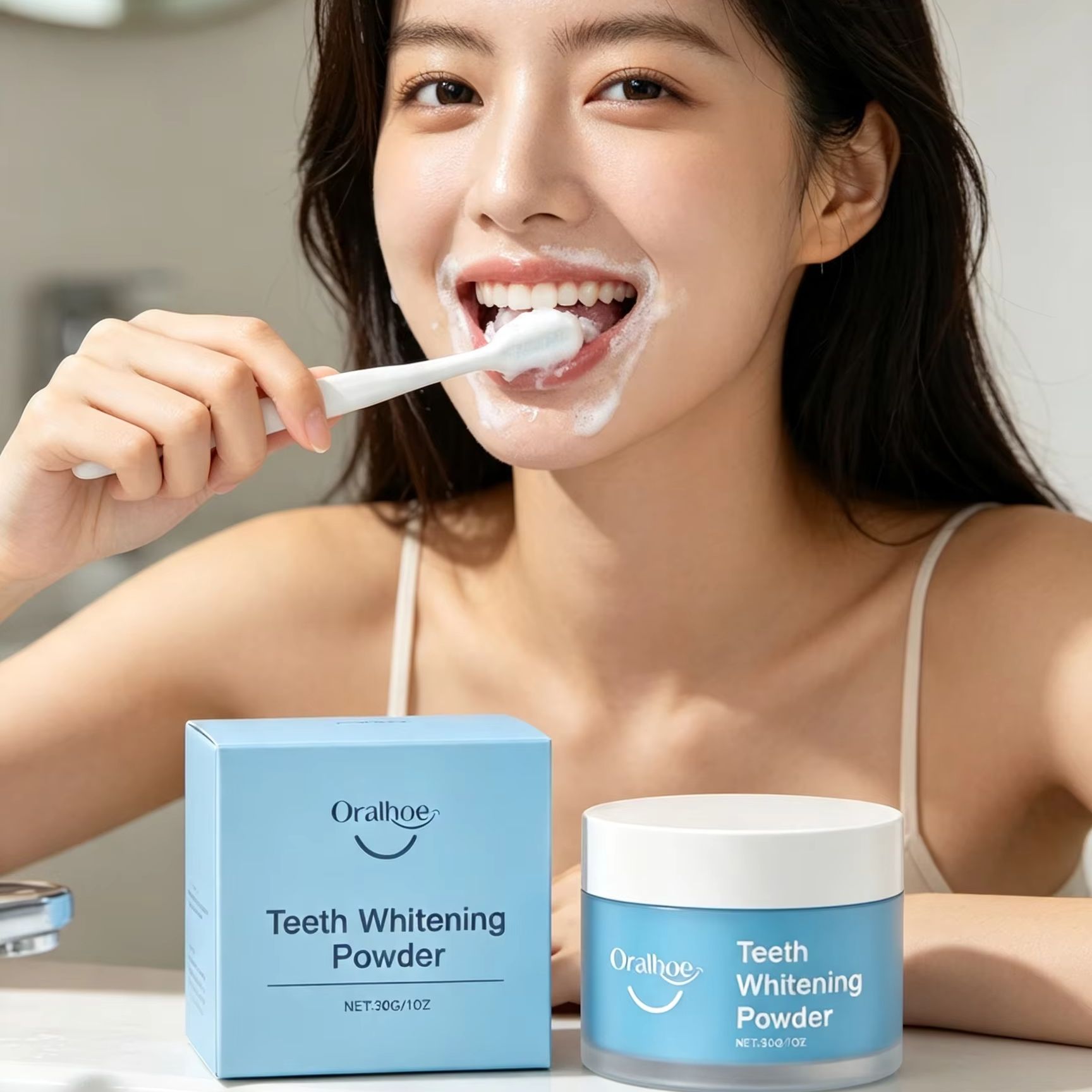 Teeth Whitening Results - مسحوق أورالهو لتنظيف الأسنان، مزيل البقع،