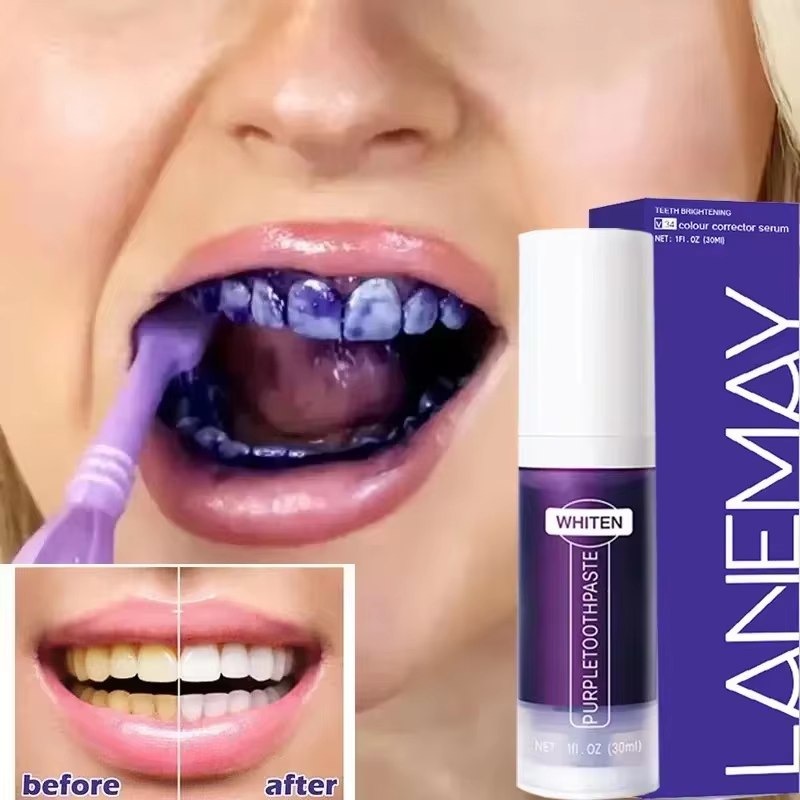 Teeth Whitening Charcoal Powder - V34 معجون أسنان مبيض الأسنان الأرجواني