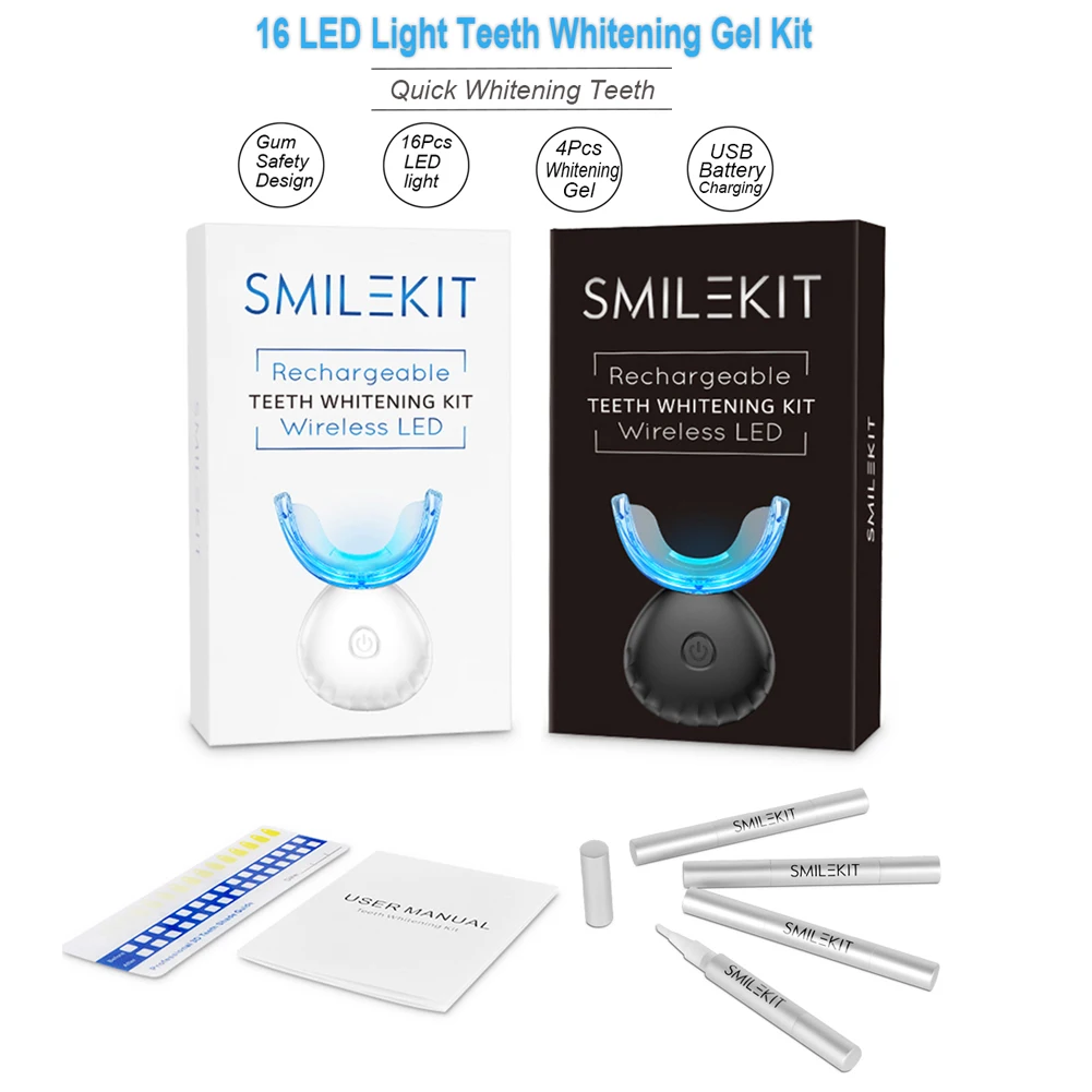 طقم تبييض الأسنان صغير 16 LED  - مراجعة Teeth Whitening Before And After وسعره